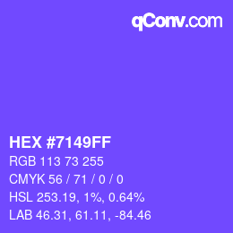 Color code: HEX #7149FF | qconv.com