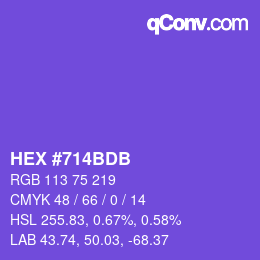 Color code: HEX #714BDB | qconv.com