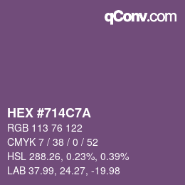 Color code: HEX #714C7A | qconv.com