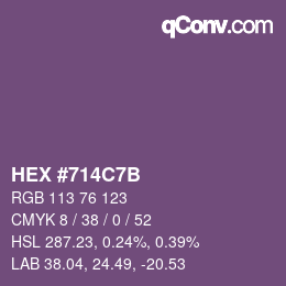 Color code: HEX #714C7B | qconv.com