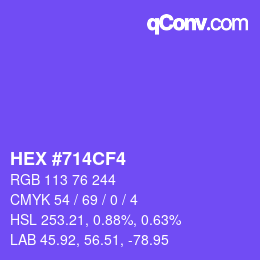 カラーコード: HEX #714CF4 | qconv.com