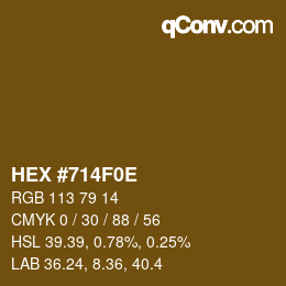 Color code: HEX #714F0E | qconv.com