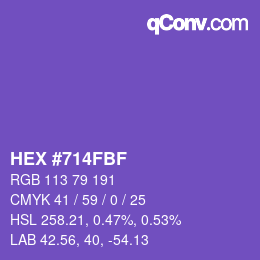 Farbcode: HEX #714FBF | qconv.com