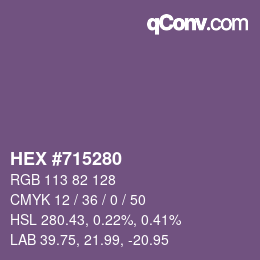 颜色代码: HEX #715280 | qconv.com