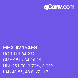 颜色代码: HEX #7154E8 | qconv.com