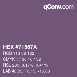 カラーコード: HEX #71567A | qconv.com