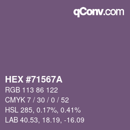 Color code: HEX #71567A | qconv.com