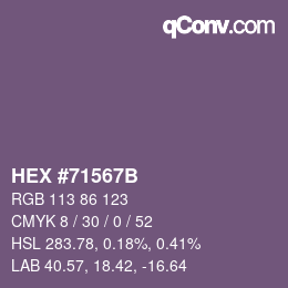 Color code: HEX #71567B | qconv.com