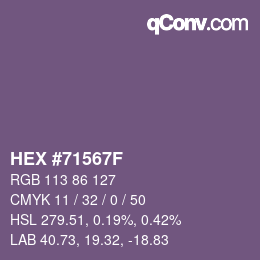 カラーコード: HEX #71567F | qconv.com