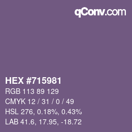 Color code: HEX #715981 | qconv.com