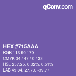 Farbcode: HEX #715AAA | qconv.com