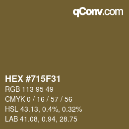 Color code: HEX #715F31 | qconv.com