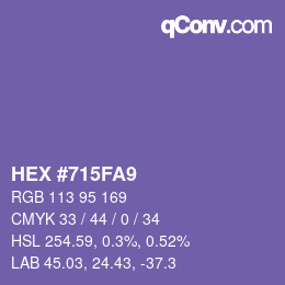 カラーコード: HEX #715FA9 | qconv.com
