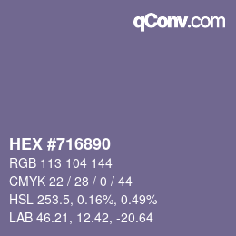 カラーコード: HEX #716890 | qconv.com