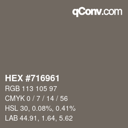 Color code: HEX #716961 | qconv.com