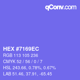 Color code: HEX #7169EC | qconv.com