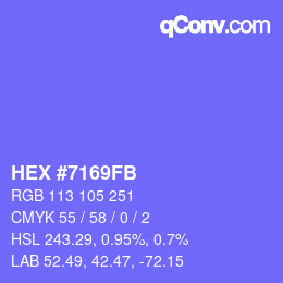 カラーコード: HEX #7169FB | qconv.com