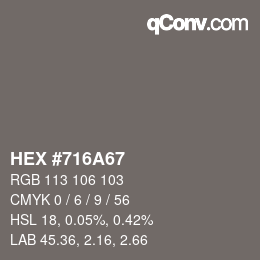 Código de color: HEX #716A67 | qconv.com