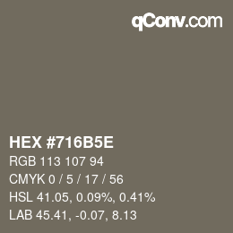 Farbcode: HEX #716B5E | qconv.com