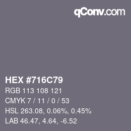 Color code: HEX #716C79 | qconv.com