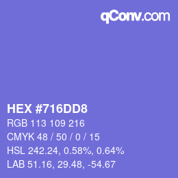 カラーコード: HEX #716DD8 | qconv.com