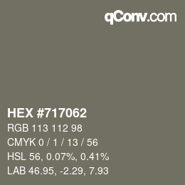 Color code: HEX #717062 | qconv.com