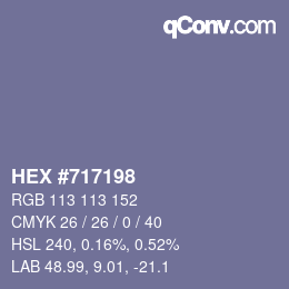カラーコード: HEX #717198 | qconv.com