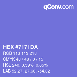 Color code: HEX #7171DA | qconv.com
