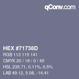Color code: HEX #71738D | qconv.com
