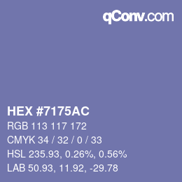 Color code: HEX #7175AC | qconv.com