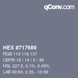 颜色代码: HEX #717689 | qconv.com