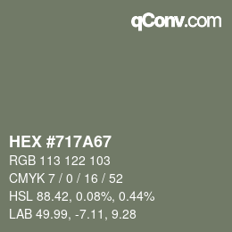 Farbcode: HEX #717A67 | qconv.com