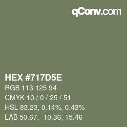 Farbcode: HEX #717D5E | qconv.com