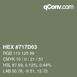 カラーコード: HEX #717D63 | qconv.com
