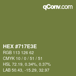 Color code: HEX #717E3E | qconv.com