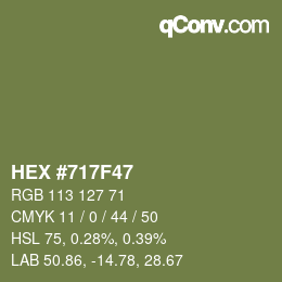 Color code: HEX #717F47 | qconv.com