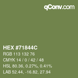 カラーコード: HEX #71844C | qconv.com