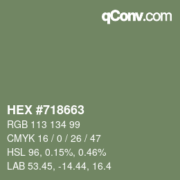Color code: HEX #718663 | qconv.com