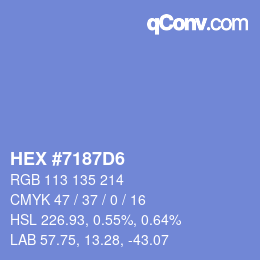 Farbcode: HEX #7187D6 | qconv.com