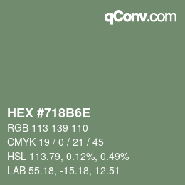 Color code: HEX #718B6E | qconv.com