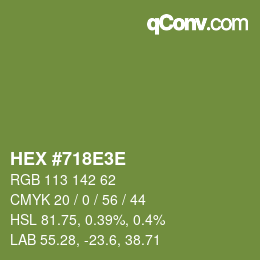Color code: HEX #718E3E | qconv.com