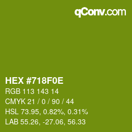 Color code: HEX #718F0E | qconv.com