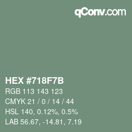 Color code: HEX #718F7B | qconv.com