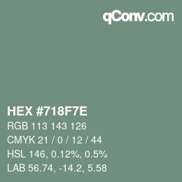 Color code: HEX #718F7E | qconv.com