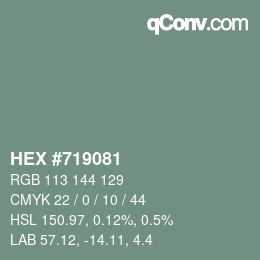 Color code: HEX #719081 | qconv.com