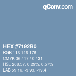 カラーコード: HEX #7192B0 | qconv.com