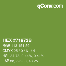 颜色代码: HEX #71973B | qconv.com