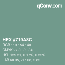 Color code: HEX #719A8C | qconv.com