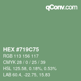 Farbcode: HEX #719C75 | qconv.com