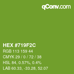 Color code: HEX #719F2C | qconv.com